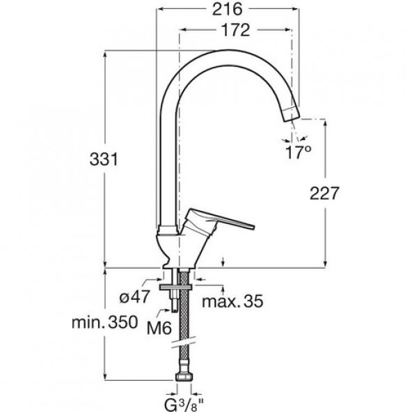 Roca Glera Spiralli Pull Down Mutfak Eviye Bataryası A5A814DC00 - 2