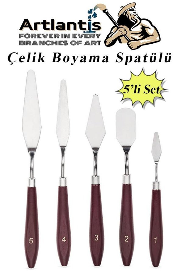 Çelik Spatül 5 Li Set Resim Ve Heykel Çelik Spatula Esnek Çelik Palet Bıçağı Pasta Spatulası 1 Paket