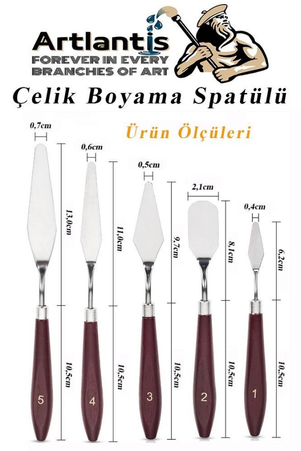 Çelik Spatül 5 Li Set Resim Ve Heykel Çelik Spatula Esnek Çelik Palet Bıçağı Pasta Spatulası 1 Paket - 2