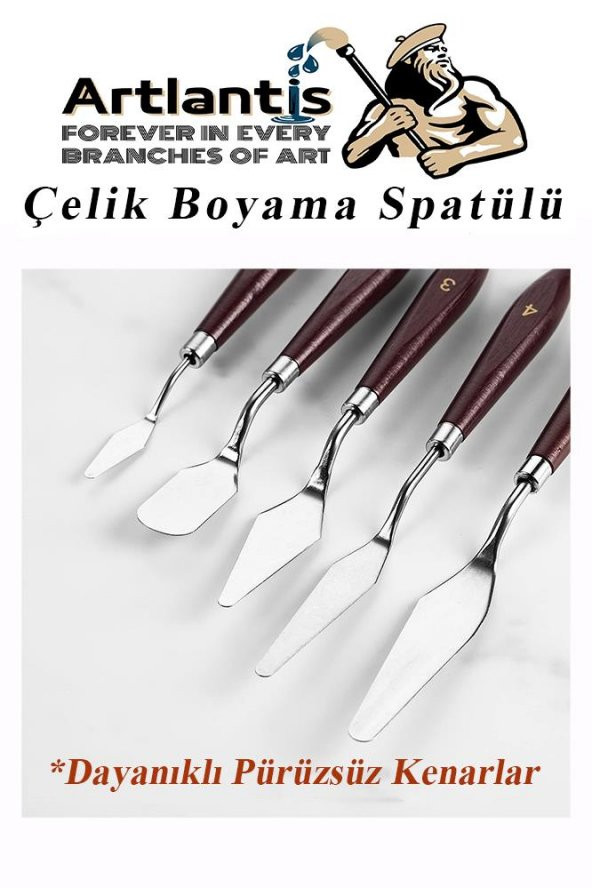Çelik Spatül 5 Li Set Resim Ve Heykel Çelik Spatula Esnek Çelik Palet Bıçağı Pasta Spatulası 1 Paket - 4