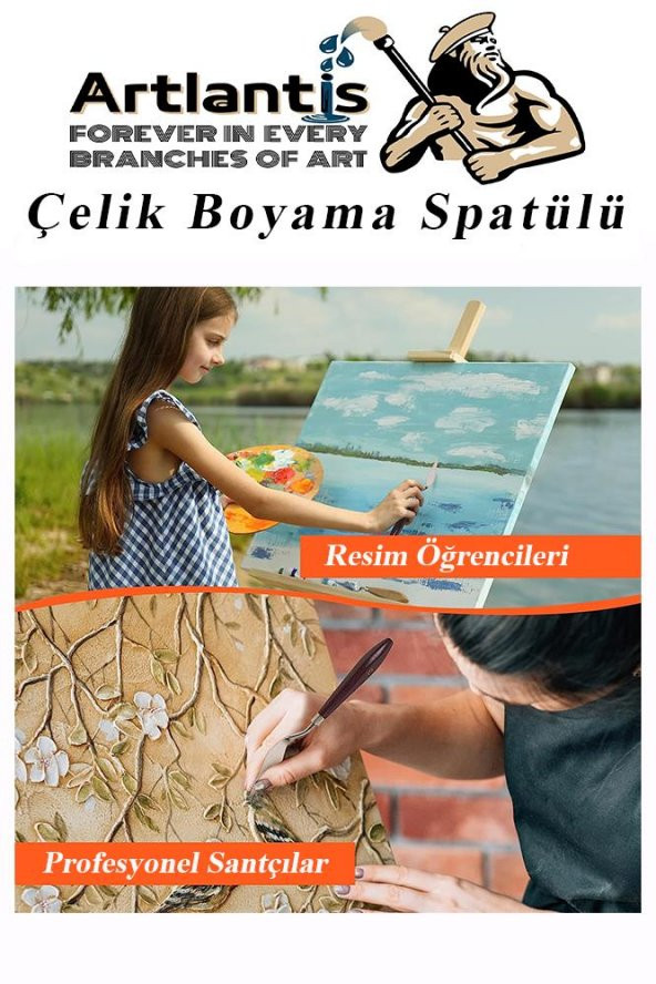 Çelik Spatül 5 Li Set Resim Ve Heykel Çelik Spatula Esnek Çelik Palet Bıçağı Pasta Spatulası 1 Paket - 5