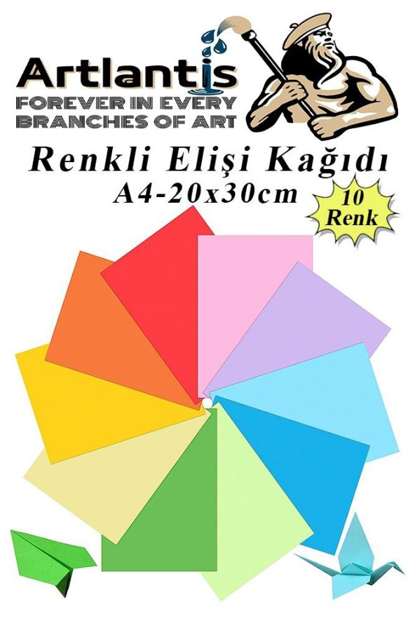 Elişi Kağıdı A4 10 Renk 1 Paket El işi Kağıdı 10 Lu Kreş Ana Sınıfı Okul Öncesi Sınıf Malzemesi