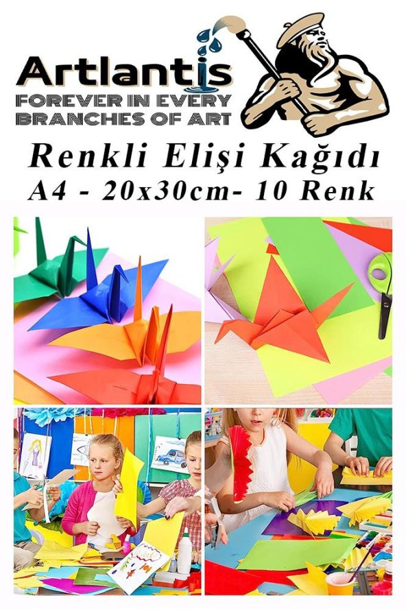 Elişi Kağıdı A4 10 Renk 1 Paket El işi Kağıdı 10 Lu Kreş Ana Sınıfı Okul Öncesi Sınıf Malzemesi - 2