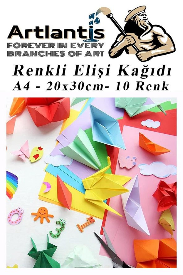 Elişi Kağıdı A4 10 Renk 1 Paket El işi Kağıdı 10 Lu Kreş Ana Sınıfı Okul Öncesi Sınıf Malzemesi - 5