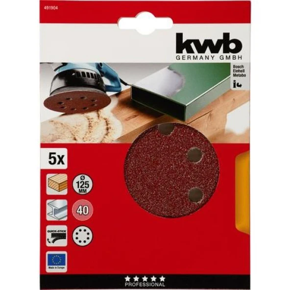 KWB Daire Zımpara 125 mm 40 Kum 5li 49491904 - 2