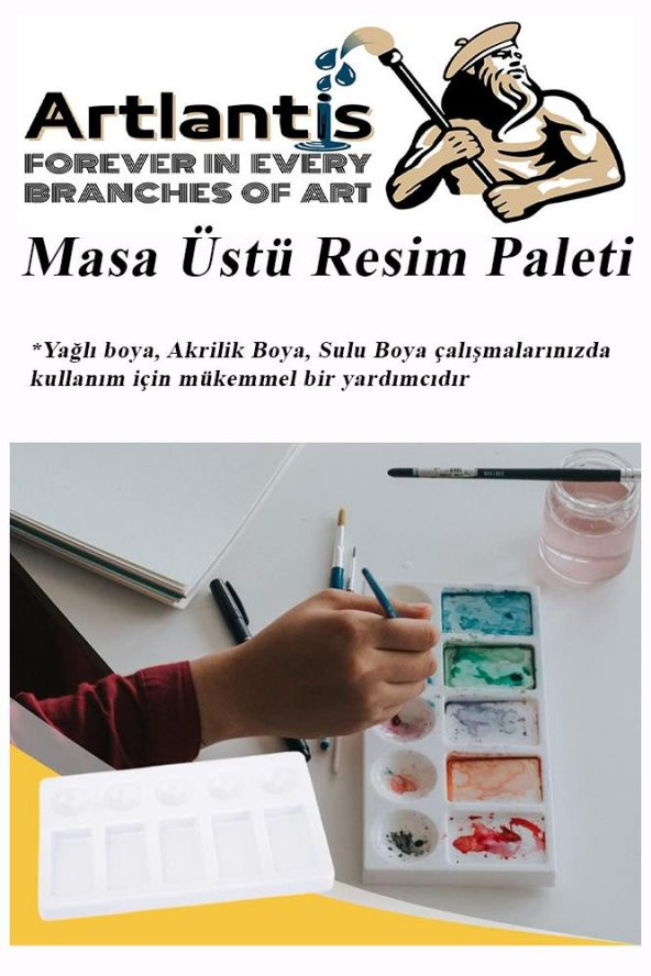 Masa Üstü Resim Paleti 1 Adet 10 Hazneli Boya Paleti 11x19 cm Sanatsal Boyalar İçin Palet Akrilik Boya Yağlı Boya Guaj Boya - 4