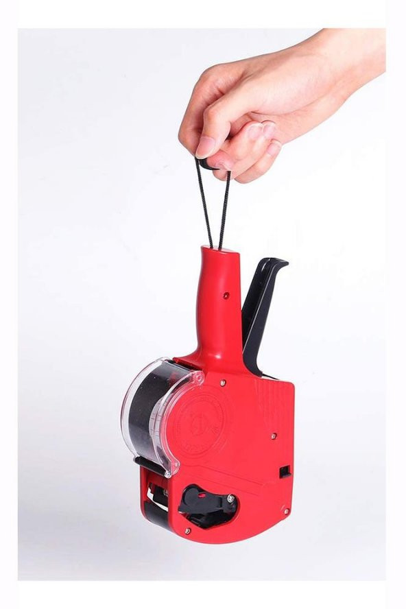 Etiket Makinesi Kırmızı 1 Adet Fiyat Etiket Makinası 8 Haneli Yedek Kartuşlu Mağaza Dükkan Market İçin İdeal - 4