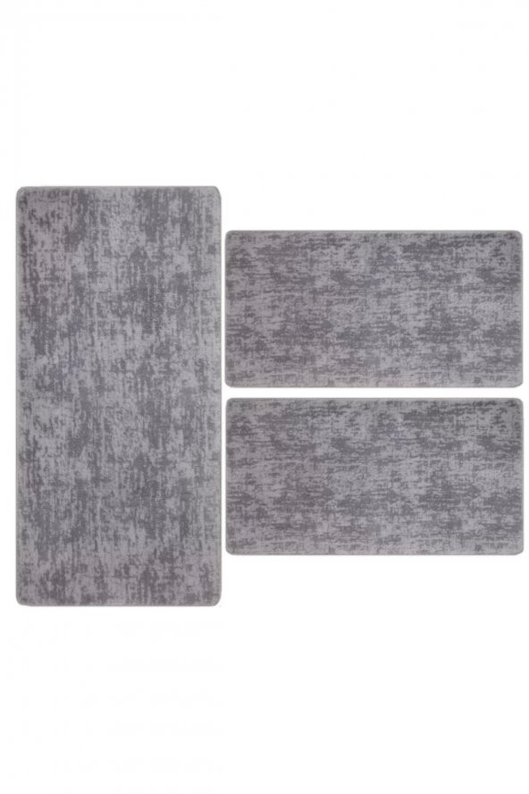 Orkide Home Modern Dekoratif Halı Jel Kaymaz Taban Gri Desenli  Yatak Odası Seti - 2