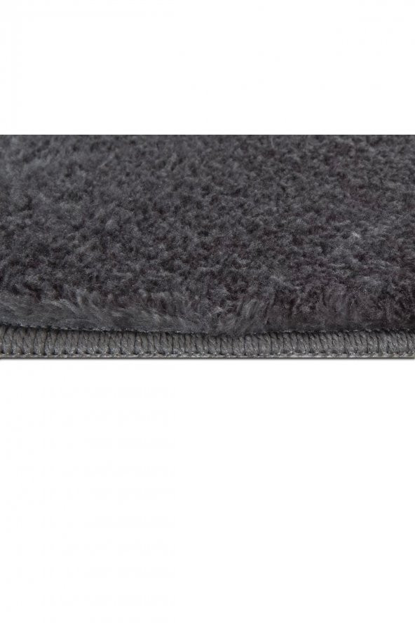 Orkide Home Modern Dekoratif Halı Jel Kaymaz Taban Peluş Puffy Kalp Model Antrasit  Paspas Takımı 70 - 3