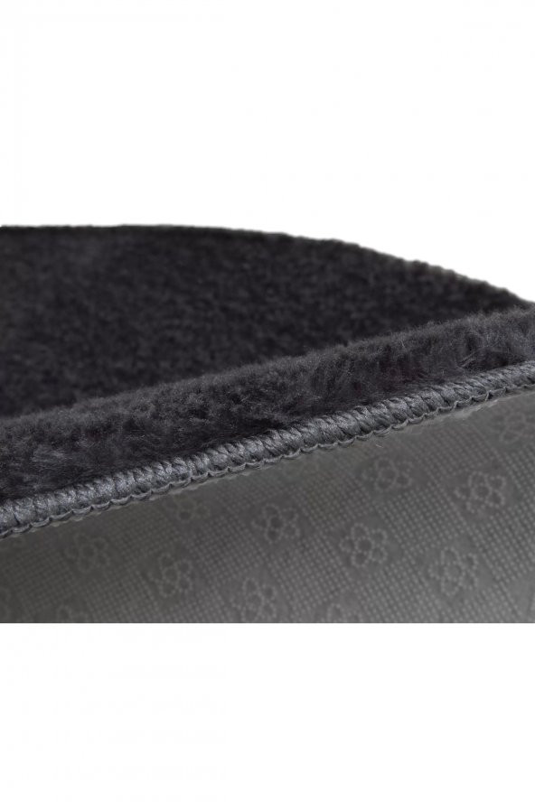 Orkide Home Modern Dekoratif Halı Jel Kaymaz Taban Peluş Puffy Kalp Model Antrasit  Paspas Takımı 70 - 4