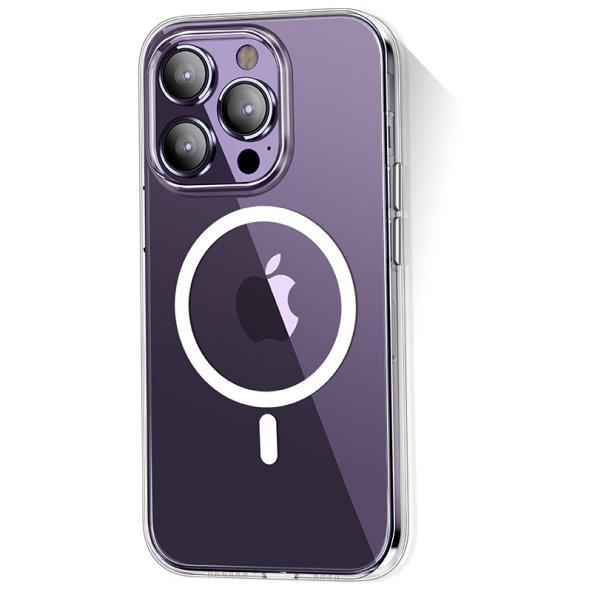 Vendas iPhone 14 Pro Max Uyumlu Pita Serisi Magsafe Şarj Özellikli Transparan Sert PC Wlons Kapak