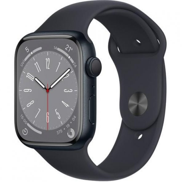 Apple Watch Series 8 GPS 45mm Gece Yarısı Alüminyum Kasa ve Spor Kordon Akıllı Saat