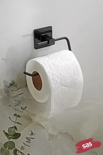 Kare Yapışkanlı Açık Tuvalet Kağıtlığı Wc Kağıtlık Tutucu Siyah KS-001