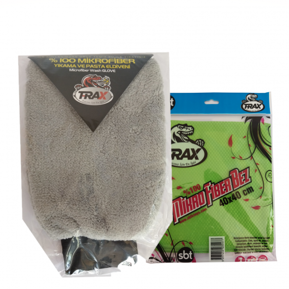 T-RAX Yıkama Cila Ve Uygulama Eldiveni Yüksek Kaliteli Mikrofiber  + 40X40 Micro Fiber bez