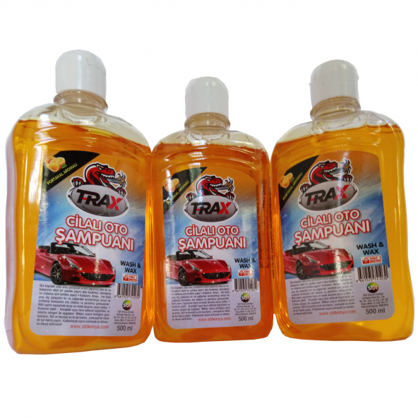 TRAX Cilalı, Portakallı Oto Şampuanı Süper Kalite Temizlik 500 ml (3adet) + 1 Yıkama Süngeri Hediye