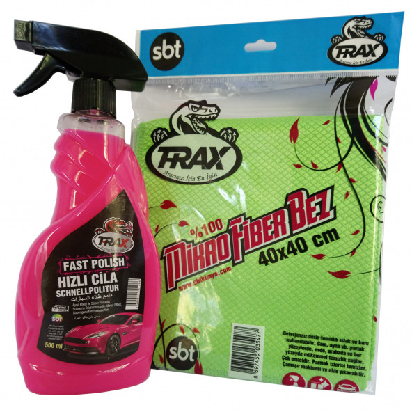 Trax Hızlı Cila Süper Etkili Araba Cilası Parlaklık Üstün Koruma 500 Ml + 40x40 Mikrofiber Bez