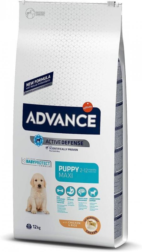 Advance Puppy Protect Maxi Tavuklu Büyük Irk Yavru Köpek Maması 12 KG