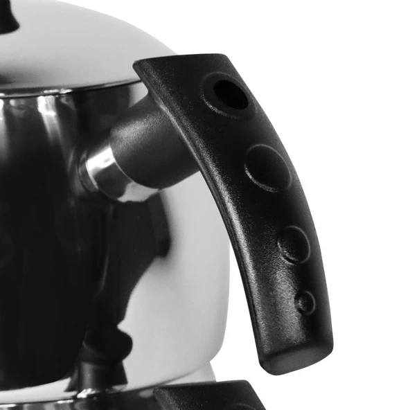 Serenk Modernist Çelik Çaydanlık, 1 L Demlik, 1.5 L Alt Hazne, İndüksiyon Uyumlu - Resim 2