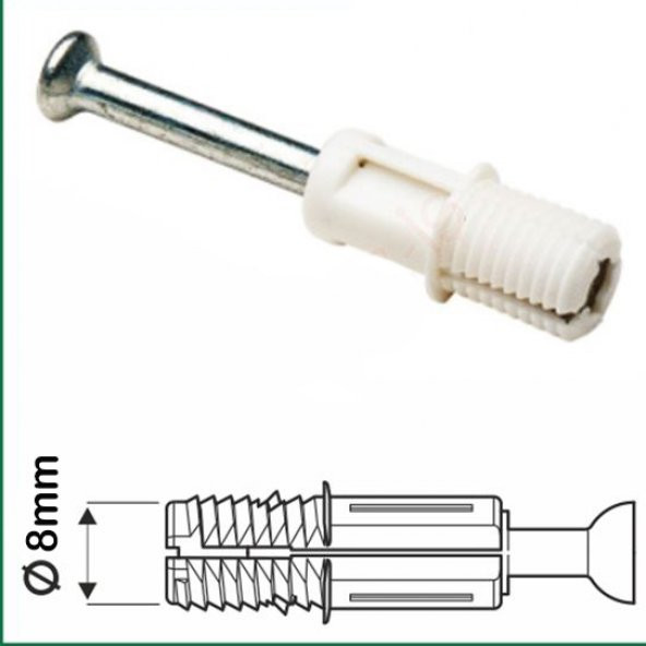 Aletçantam Kendinden Dübelli Minifix Mili Mobilya Dolap Bağlantı Vidası 8mm - 10 Adet - 2