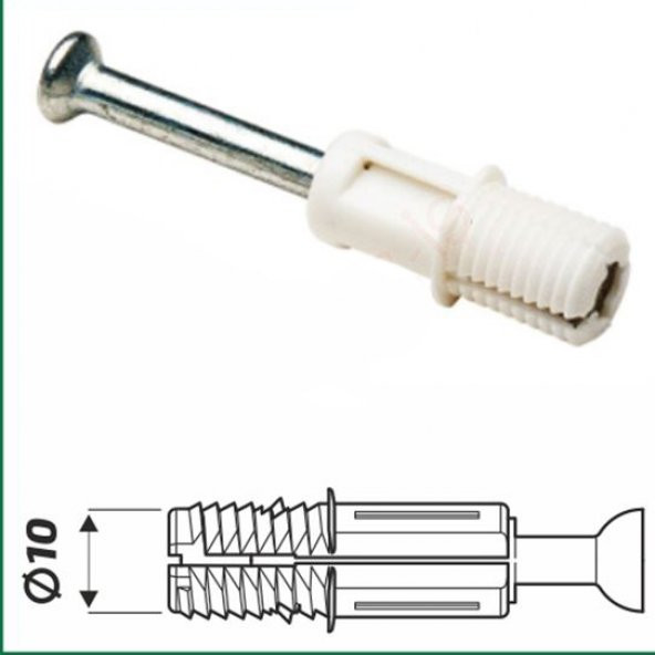 Aletçantam Minifix Mili Kendinden Dübelli Mobilya Dolap Bağlantı Vidası 10mm - 10 Adet - 2