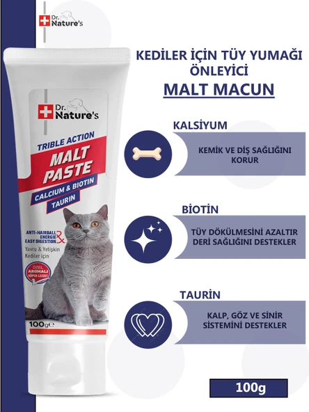Kediler İçin Tüy Yumağı Önleyici  Sindirim Sistemini Destekleyen  Malt Macun 100 gr - Resim 3