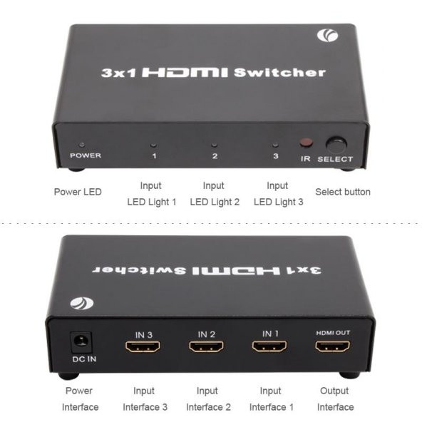 Vcom DD433 3-1 Port 1.4V 3D Metal Hdmi Switch ürün görseli