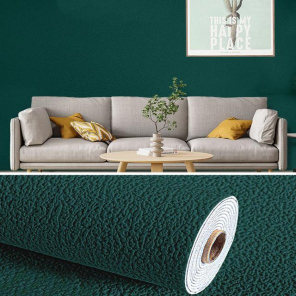 Renkli Duvarlar 50x280 Cm (1,4m2) Koyu Yeşil Kendinden Yapışkanlı Duvar Kağıdı   Sticker Dokulu Esnek Silinebilir - 1