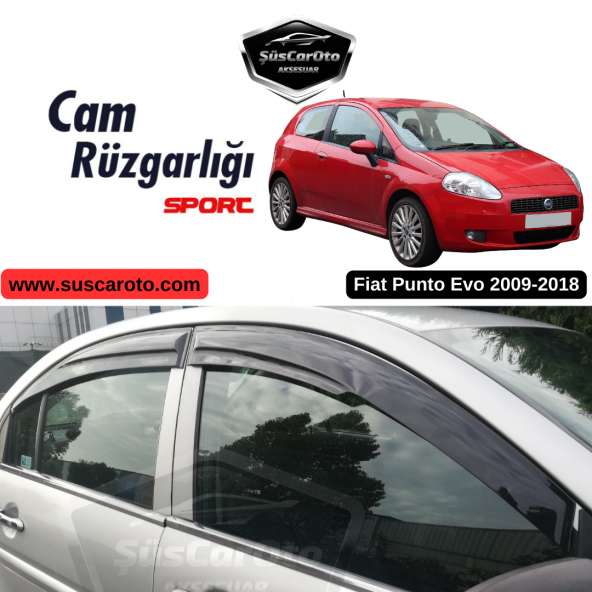 Fiat Punto 2009-2018 Uyumlu Mugen Cam Rüzgarlığı Seti Piano Black 4lü İthal