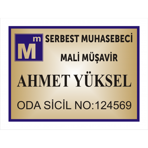 Serbest Muhasebeci Mali Müşavir Kapı isimliği Aliminyum parlak Metal Levha 19x26cm