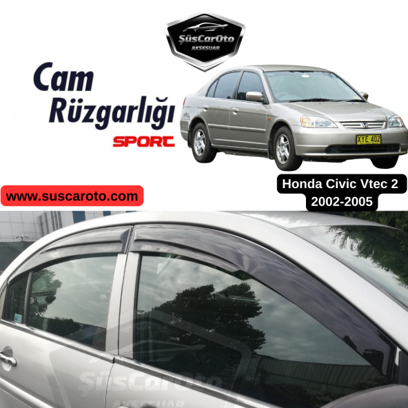 Honda Civic Vtec2 2002-2005 Uyumlu Mugen Cam Rüzgarlığı Seti Piano Black 4lü İthal