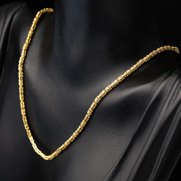 14 Ayar Altın Kral Zincir 55 cm. - Resim 4