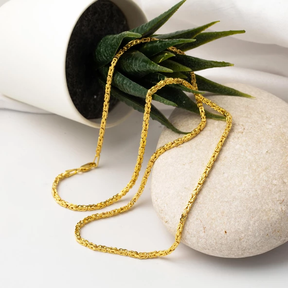 14 Ayar Altın Kral Zincir 55 cm. - Resim 3