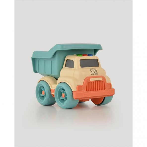 Lets Be Child Sesli ve Işıklı Minik Kamyon 31016 Bej - Turkuaz Kasalı, Çocuklar İçin Oyuncak Kamyon - Resim 3