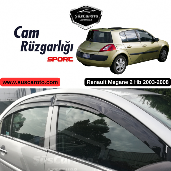 Renault Megane 2 Hb 2003-2008 Uyumlu Mugen Cam Rüzgarlığı Seti Piano Black 4lü İthal
