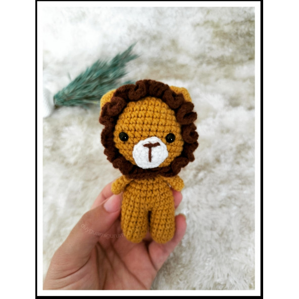 Amigurumi minik Aslan Oyuncak Anahtarlık Aksesuar Hediyelik