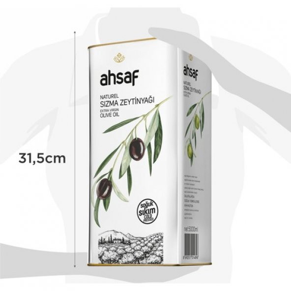 Ahsaf Soğuk Sıkım Natürel Sızma Zeytinyağı 5L -Teneke (2'li Ekonomik Paket) - Resim 2
