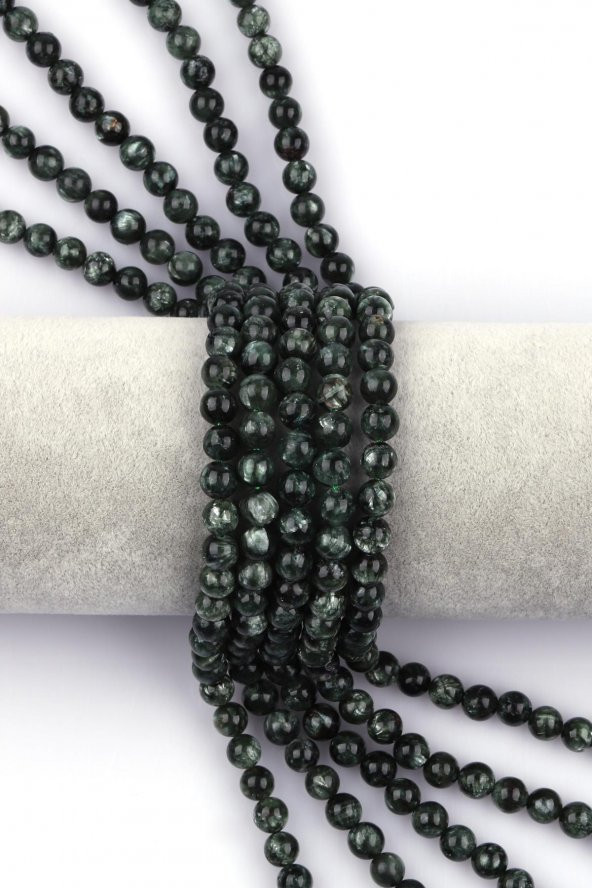 Serafinit ( Seraphinite ) Doğal Taş Dizi 6 mm Küre Kesim - 1