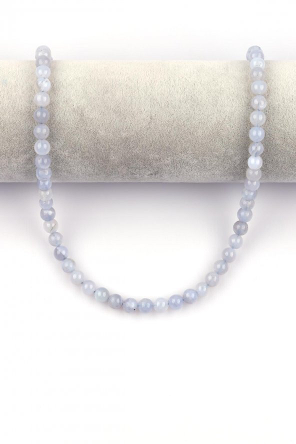 Mavi Kalsedon Doğal Taş Dizi 6 mm Küre Kesim - Resim 2