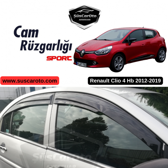 Renault Clio 4 Hb 2012-2019 Uyumlu Mugen Cam Rüzgarlığı Seti Piano Black 4lü İthal