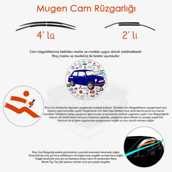 Renault Clio 4 Hb 2012-2019 Uyumlu Mugen Cam Rüzgarlığı Seti Piano Black 4lü İthal - 3