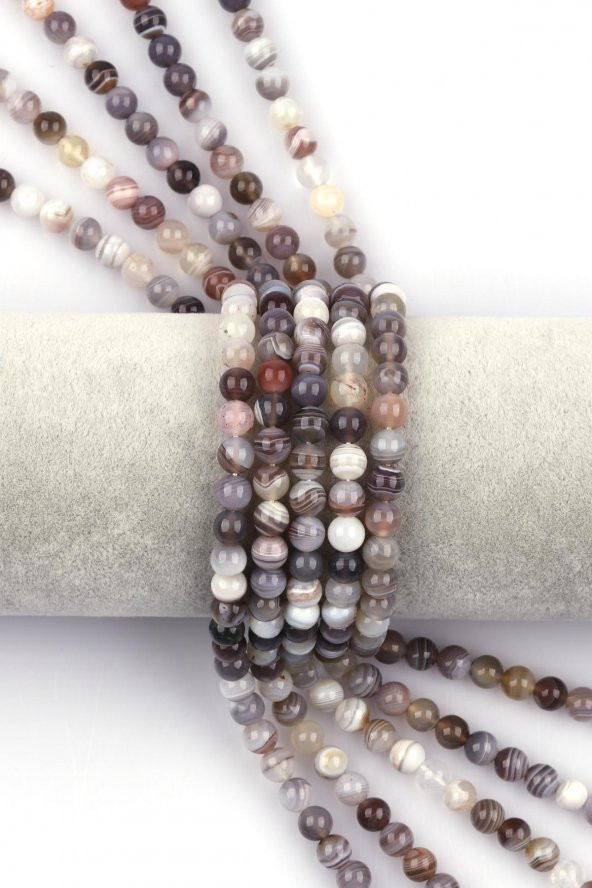 Botswana Akik Doğal Taş Dizi 6 mm Küre Kesim