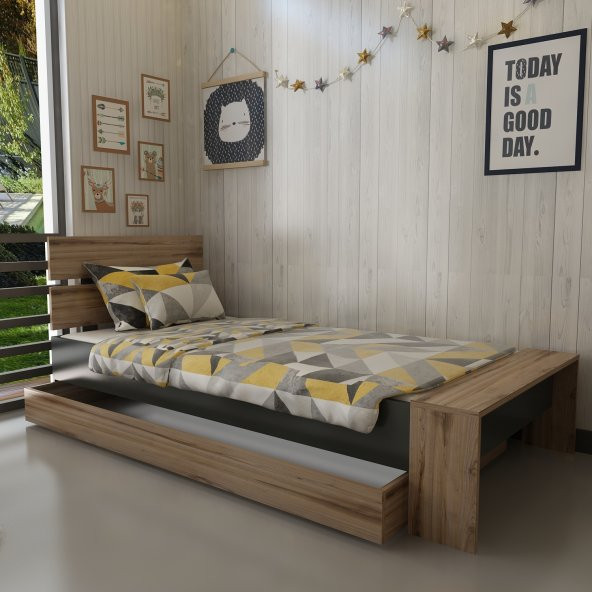 İdeal Yavrulu Karyola Tek Kişilik 90x190 Montessori Karyola U30-1 - 2