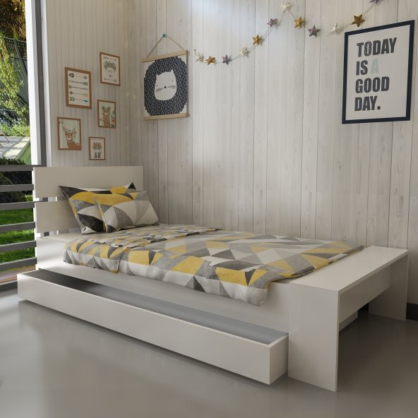 İdeal Yavrulu Karyola Tek Kişilik 90x190 Montessori Karyola U30-2 - 2