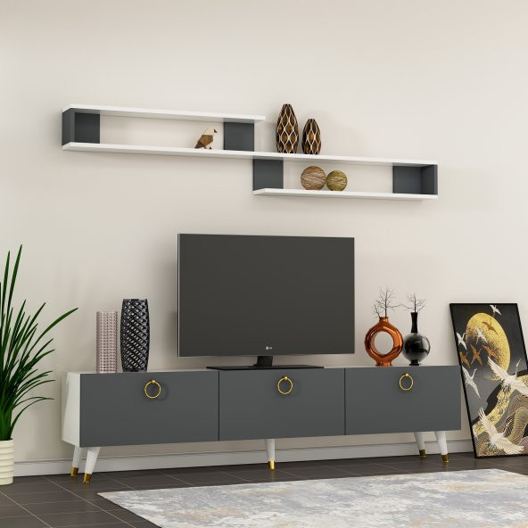 NEWLİNE  New Rainbow Beyaz - Antrasit Renk 180 cm - Resim 4