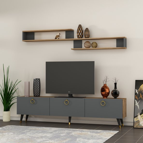 NEWLİNE NEW RAİNBOW TV ÜNİTESİ ÇIRAĞAN  - ANTRASİT 180 CM - Resim 4