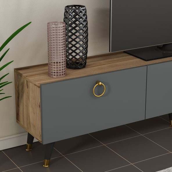 NEWLİNE NEW RAİNBOW TV ÜNİTESİ ÇIRAĞAN  - ANTRASİT 180 CM - Resim 5