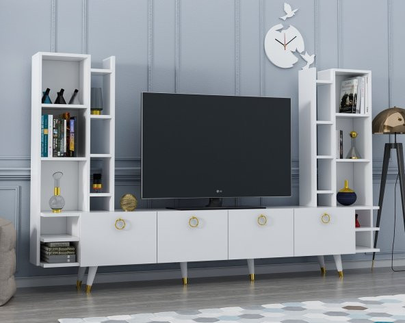 DEKORMİA MAX GOLD TV ÜNİTESİ PARLAK BEYAZ 223 CM - 2