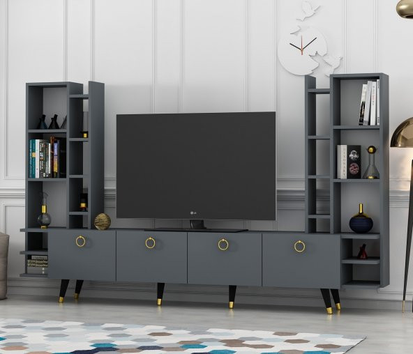 DEKORMİA MAX GOLD TV ÜNİTESİ ANTRASİT 223 CM - 5