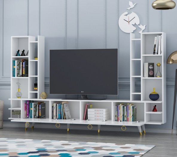 DEKORMİA MAX GOLD TV ÜNİTESİ PARLAK BEYAZ 223 CM - 3