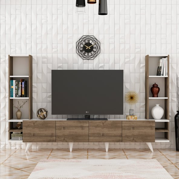 DEKORMİA PASSİON TV ÜNİTESİ BEYAZ CEVİZ 223 CM ürün görseli 1